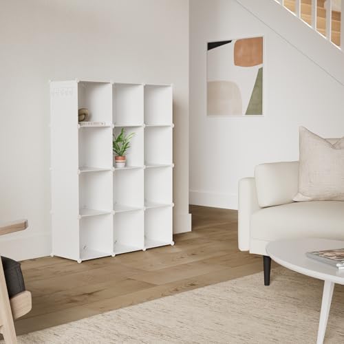 C&AHOME Cube Storage Organizer, 12-Cube Shelf Units, Closet Cabinet Milky - Image 2