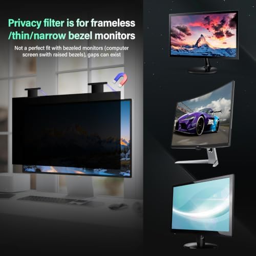 [2 Pack] Magnetic Hanging 24 Inch Computer Privacy Screen for 16:10 Aspect Ratio Widescreen Monitor, Eye Protection Anti Glare Blue Light Computer Monitor Privacy Filter, Removable 24in Protector Film - Image 6