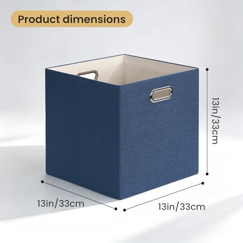 Posprica 13x13x13 Storage Cube Basket Bins, Set of 4, Army Blue - Image 2