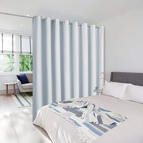 NICETOWN Room Divider Curtain Screen Partitions, Extra Wide Room Partitions and Dividers, Privacy Curtain Room Divider for Hall, Daytime Sleep (Single Piece, 15ft Wide x 8ft Long, Greyish White) by NICETOWN