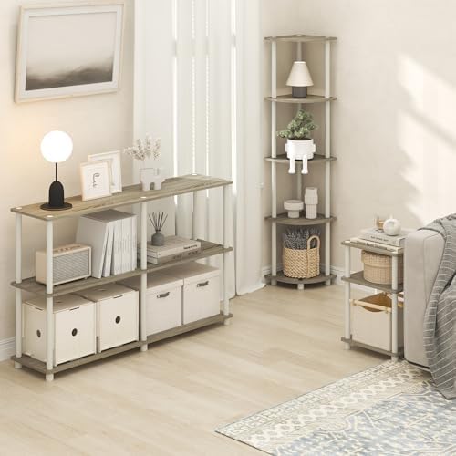 Furinno Turn-N-Tube 3-Tier Toolless Side Table, Compact, Light Oak - Image 4