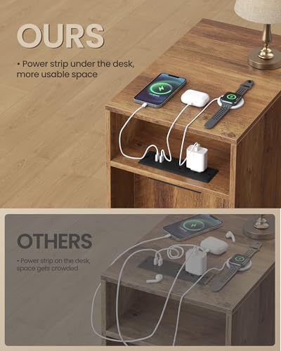 VASAGLE End Table with Charging Station, Narrow Side Table, Nightstand - Image 6