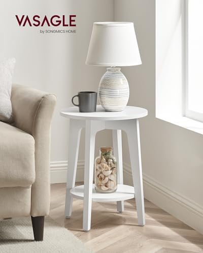 VASAGLE Round Side Table with Lower Shelf, End Table for Small Spaces - Image 2
