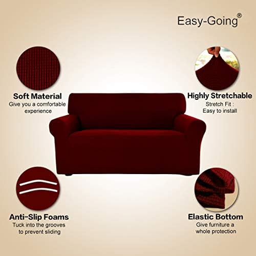 Easy-Going Stretch Couch Covers for Sofa Washable Large Wine - Image 3