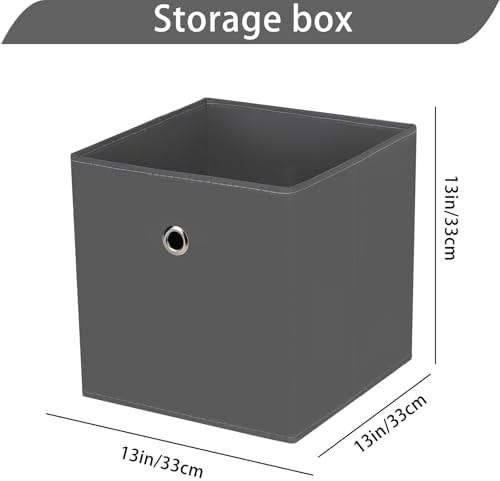 13x13x13 storage cube bins,collapsible fabric storage cubes Decorative storage basket,13 inch Record cube storage box for shelves,clothing,shelf,drawer,bathroom organizer,Set of 3 (Grey) - Image 2