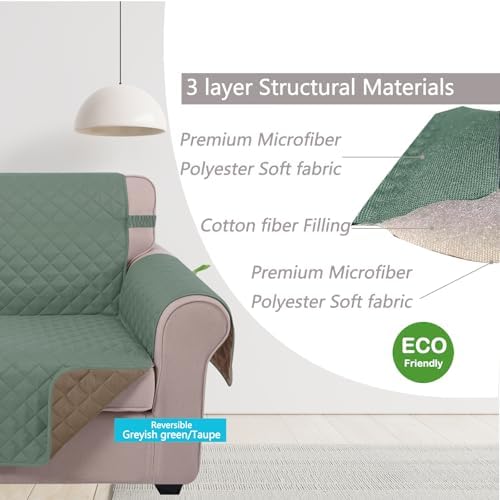 U-NICE HOME Reversible Couch Cover for Dogs, Greyish Green/Taupe - Image 4