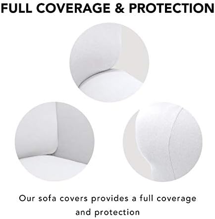 PureFit Stretch Oversized Couch Covers Fleece Sofa Slipcovers White - Image 3