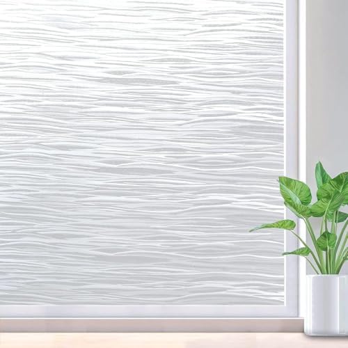 rabbitgoo Frosted Window Film, Static Cling, Wave Pattern, 35.4" x 157.4" by rabbitgoo