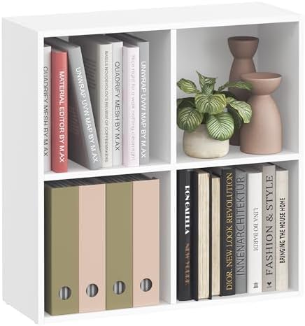 VASAGLE Bookshelf, 4 Cubes Storage Organizer, 25.9 x 9.4 x 25.8 Inches by Unknown