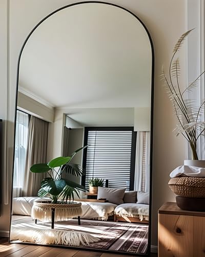 KOMCOTE Full Length Floor Mirror, 82x42 Inch Oversized Arched Standing Mirror in Black for Bedroom, Living Room, Dressing Room - Elegant Freestanding Leaning Mirror Decor by KOMCOTE
