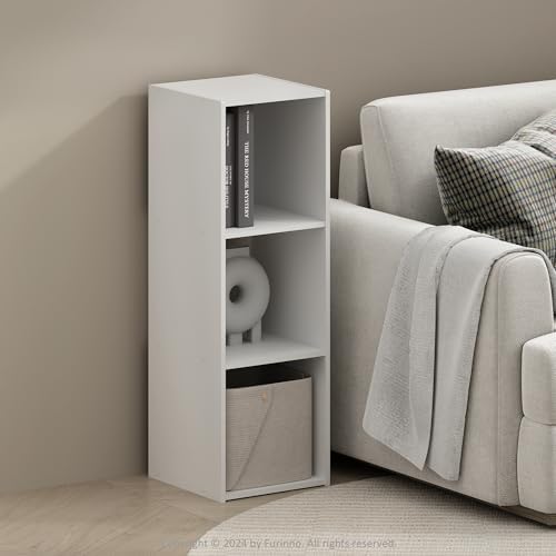 Furinno PELLI Book Shelf, 3-Cube Bookshelf, Cube Storage Organizer Bookcase, 11.7 x 12.1 x 35.4, for Living Room, Bedroom, Home Office, White - Image 2