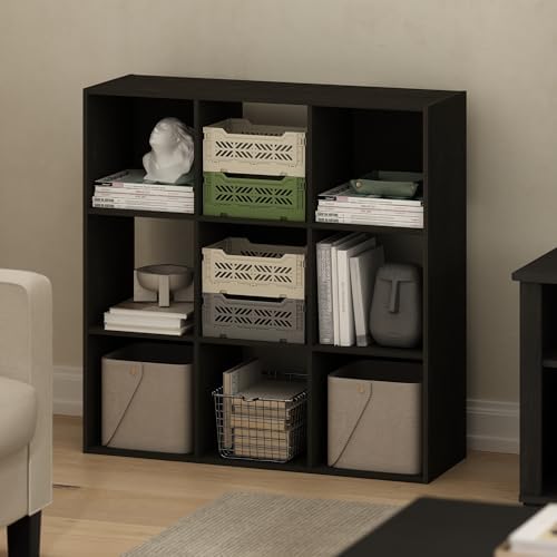 Furinno PELLI Book Shelf, 9-Cube Bookshelf, 3x3 Cube Storage Organizer Bookcase, 11.7 x 35.3 x 35.4, for Living Room, Bedroom, Home Office, Espresso by Furinno-FitsYourSpaceFitsYourBudget