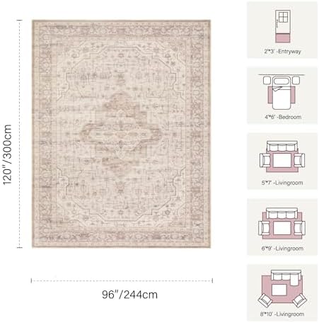 Rugxara Pink 8x10 Area Rugs,Large Rugs for Living Room - Image 2