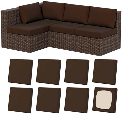8Pcs Outdoor Cushion Covers, Stretch Patio Furniture Couch Chair Slipcovers by VORSHAPE