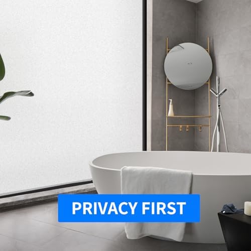 Window Privacy, Removable Glass Door Privacy Film, Suitable for Bathrooms, Offices, Static Cling Decorative Film, Reusable Window Stickers (White, 17.5 x 118.1 inch) - Image 5