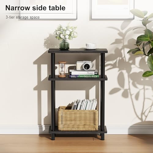 Apicizon Small Narrow Side Table, 3-Tier Skinny End Table, Black - Image 4