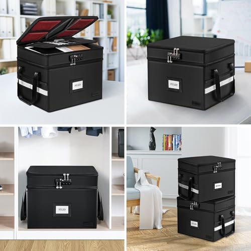 Fireproof File Oganizer with Lock, 2 Layer Fireproof Document Storage Box - Image 6
