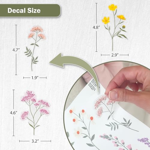 Pastel Wildflower Wall Decals - Set of 37 Peel & Stick Botanical Flower Stickers for Bedroom, Nursery & Living Room - Removable Yellow, Pink & Purple Floral Wall Decor - Image 5