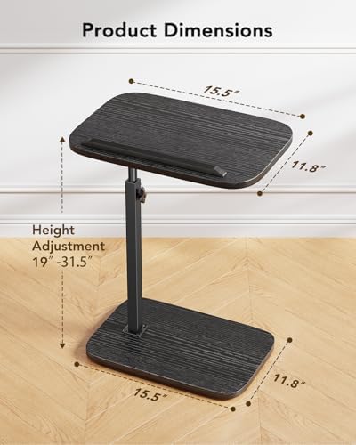 HUANUO TV Tray with Height Adjustment, 360° Swivel, 90° Tilt, Black - Image 3