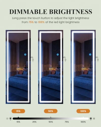LVSOMT 42.5" Wall Mounted Jewelry Organzier with LED Mirror, Green - Image 4