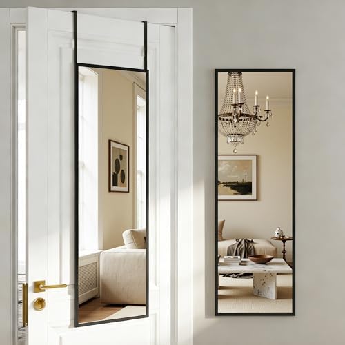 Antok 48" x 14" Full Length Over-the-Door Mirror, Hanging Mirror, Black by AntokMirror