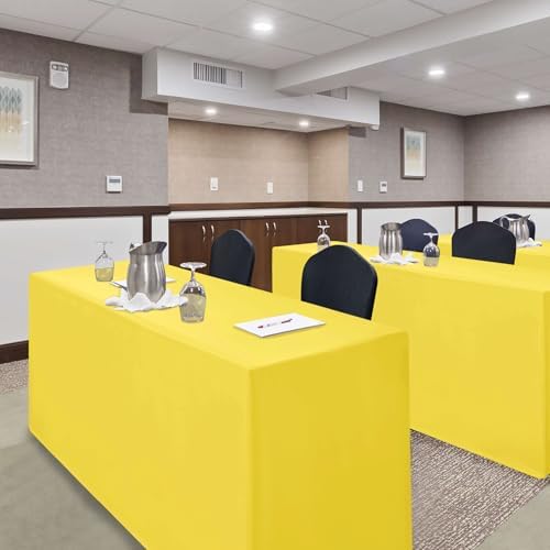 Nasitos 2 Pack 6' Fitted Tablecloth Yellow Trade Show Table Cloth-Open Back Tablecloth Washable and Wrinkle Resistant Rectangular Trade Show Table Cover for Weddings, Parties, Banquet, Baby Shower - Image 7