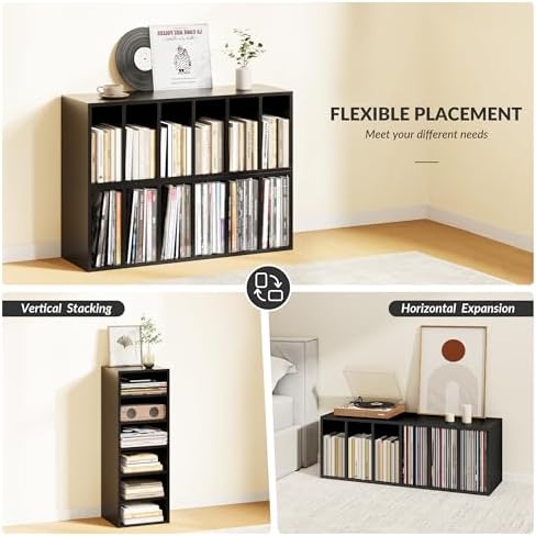 IOTXY DIY Modular Cubby Bookcase - Stackable 6-Cube Open Bookshelf, Black - Image 5