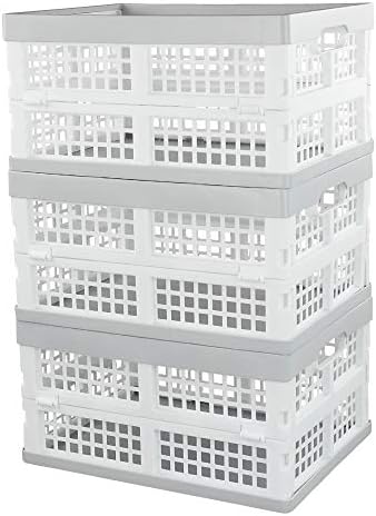Vababa 3-Pack Plastic Stackable Collapsible Storage Crate, 15 L by Vababa