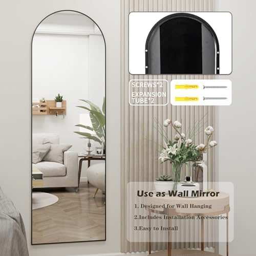 50"x 16" Door Mirror, Full Length Mirror Over The Door, Black - Image 7