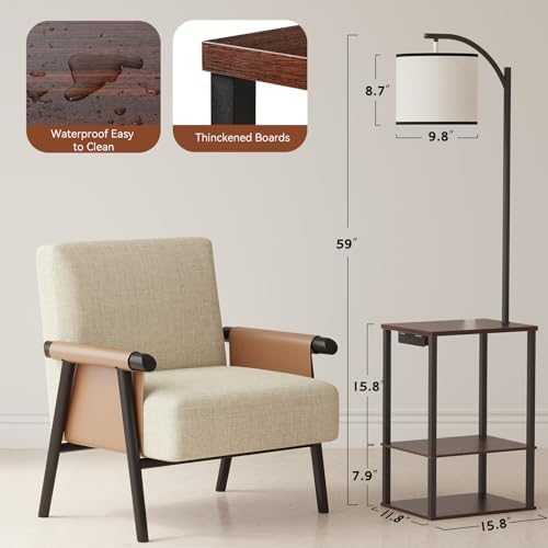 SUNMORY Floor Lamp with Table Shelves, End Side Table for Living Room - Image 3