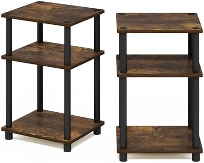 Furinno JUST Toolless 3-Tier Side Table Set of 2, Open Shelf, Amber Pine - Image 5