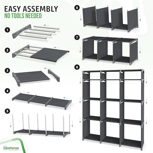 Cube Storage Organizer with Storage Bins Included - The Perfect Closet Organizers and Storage Solution. Includes 12 Storage Cubes, Great For Toy Storage, Closet Storage, Clothes Storage (Dark Grey) - Image 4