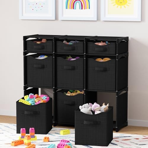 Cube Storage Organizer with Storage Bins Included - The Perfect Closet Organizers and Storage Solution. Includes 9 Storage Cubes, Great For Toy Storage, Closet Storage, Clothes Storage (Black) - Image 2