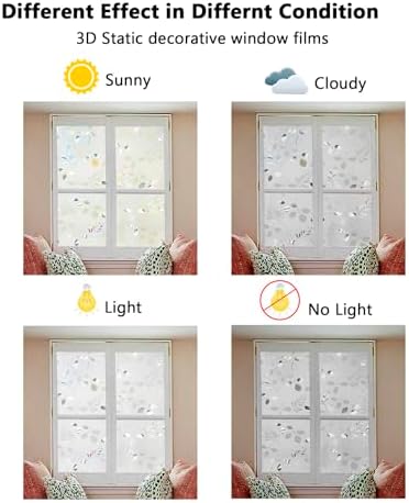 LEMON CLOUD Frosted Glass Window Privacy Film,Mimosa Pattern,23.6″ x 78.7″ - Image 5