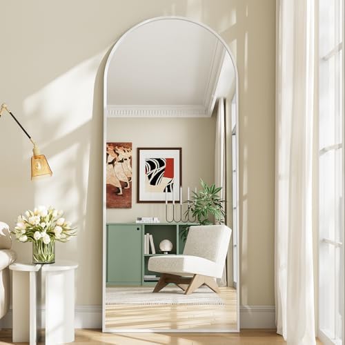Mirror Full Length, 28"x71" Large Arched Floor Full Length Mirror with Stand, Room Decor Big Full Body Floor Mirror with HD Tempered Glass Aluminum Frame for Bedroom Living Room, White - Image 3