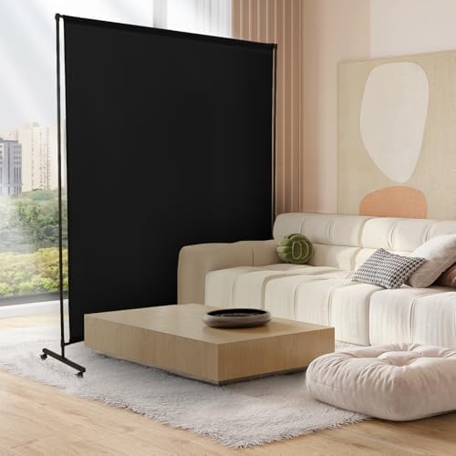Black Privacy Panel/Room Divider 72"x72" with Lockable Caster Wheels by YSEJOMP