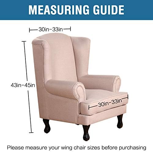 H.VERSAILTEX Wing Chair Slipcover Chair Covers for Wingback Chairs Wingback Chair Covers Slipcovers 1 Piece Stretch Sofa Cover Furniture Protector Soft Spandex Jacquard Checked Pattern, Sand - Image 2