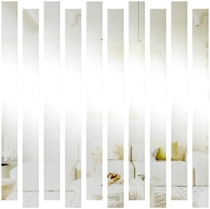 10Pcs Acrylic Mirror Wall Stickers Decor, DIY Striped,1.57" Wide by Nicerity