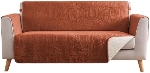 Orange Loveseat Covers for 2 Cushion Couch, Water-Repellent Covers for Love Seat, Washable Quilted Couch Covers, Pet Friendly Sofa Slipcovers (Loveseat 48", Burnt Orange) by Pamhaven