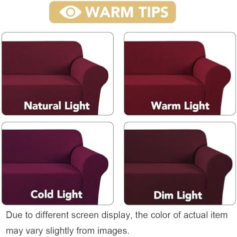 H.VERSAILTEX Stretch Sofa Covers for 3 Cushion Couch Covers Sofa Slipcovers for Living Room Feature Thick Checked Jacquard Fabric with Elastic Bottom, Sofa Large - Burgundy Red - Image 3