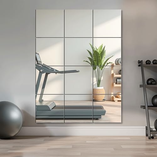 Delma Home Gym Mirrors, 12'' x 12'' Glass Mirror Tiles, 12 PCS - Image 2