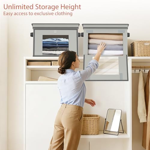 Univivi Front Opening Storage Bins with Lids for Home, Gray, 4 Pack - Image 2