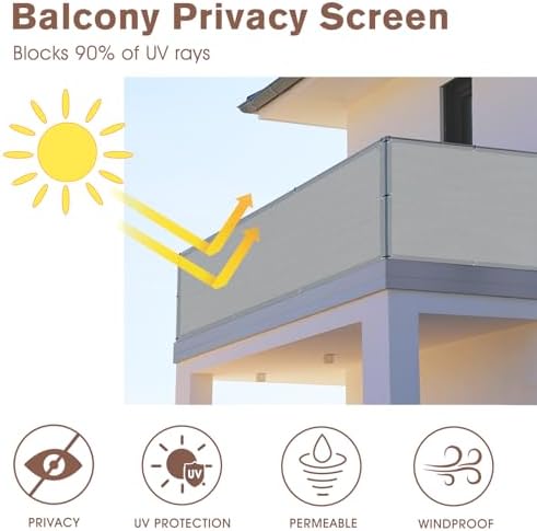 SUNNY GUARD 3' x 10' Balcony Privacy Screen, HDPE Patio Railing Cover Fence - Image 2