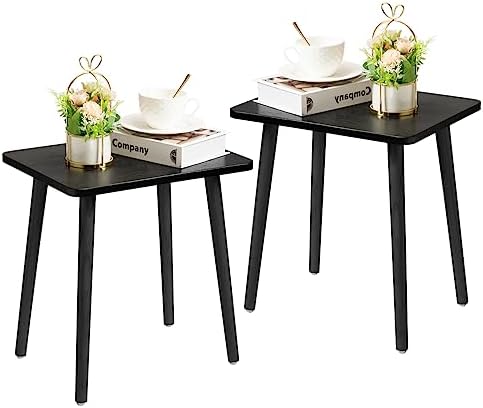 FORAOFUR Black End Tables Set of 2, Modern Boho End Table for Living Room Bedroom, Small Side Table for Small Spaces with Stable Structure, Easy Assembly | 2 Pack Minimalist black finish, wood legs, fits sofa/bedroom/living, compact, lightweight, easy ... by FORAOFUR