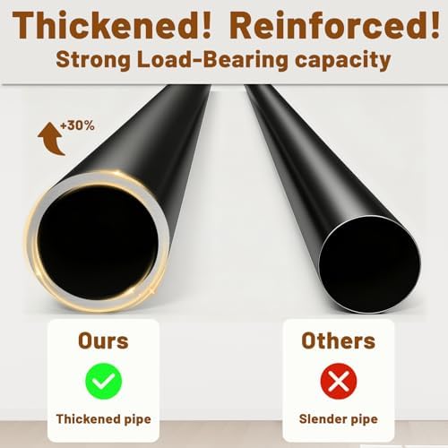 AJAZZ Room Divider Curtain (Cream White, W100 x L84 in,1 Panel)+ Curtain Rods No Drilling Adjustable Tension (H) 43-120×(W) 35-100 in, Heavy Duty Wall Divider for Apartment/Dorm - Image 5