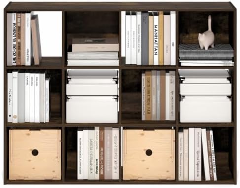 Furinno PELLI Book Shelf, 12-Cube Bookshelf, Cube Storage Organizer Bookcase, 11.7 x 47.6 x 36, for Living Room, Bedroom, Home Office, Amber Pine - Image 4