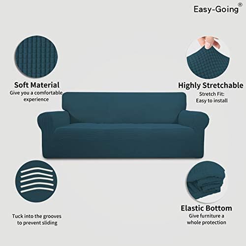 Easy-Going Stretch Couch Covers for Sofa Washable Large Deep Teal - Image 3