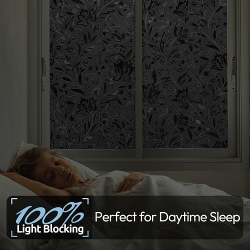 rabbitgoo Total Blackout Window Film, Black Privacy Cling, 35.4" x 118.1" - Image 2