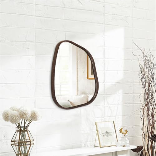 Asymmetrical Wall Mirror Irregular Wood Frame Modern Unique Wall-Mounted Artistic Wavy Mirror Decor Bathroom Vanity Bedroom Living Room Entryway Hallway 14"x10" - Image 2