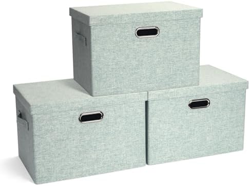 Storage Bins with Lids Fabric Closet Organizers Cubes Office Organization by GraciadecoStorage
